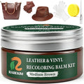 Medium Brown Leather Repair Kit, Leather Recoloring Balm – Restore & Repair Faded Leather on Couches, Car Seats, Shoes & Furniture | Leather Color Restorer & Conditioner | Easy DIY Application