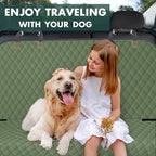 Backseat Cover for Dogs, Waterproof and Non-Slip Pet Bench Seat Covers, Car Seat Protector for Back Seat, Universal Size Rear Car Seat Cover Fits Cars, Trucks and SUVs, L-Army Green&Grey