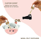 Cow Car Decor,Cute Air Vent Clip Car Air Freshener,Handmade Wool Felt Essential Oil Diffuser,Girly Cartoon Highland Cattle Decoration Accessories for Women