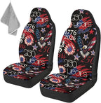 ELEQIN 250 Patriotic American Flag Car Front Seat Covers, 2 Pack Polyester Automotive Seat ProtectorsSoft & Breathable, Automotive Interior Accessories for Most Cars