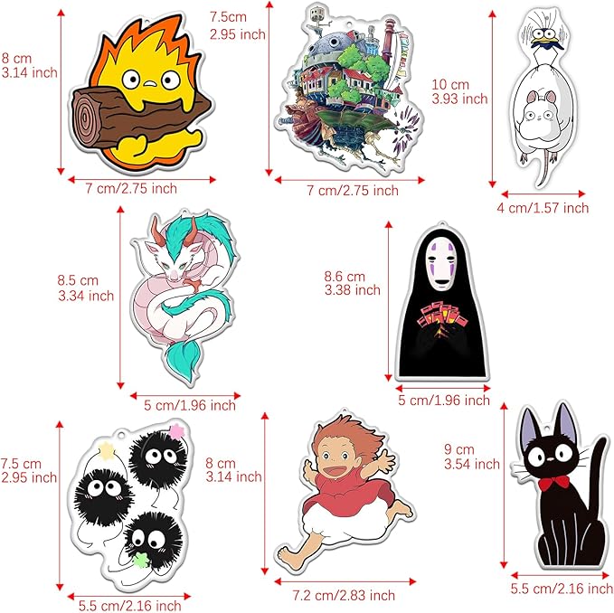 Pounchi Japanese Anime Car Air Freshener Cards (8 Pack Refreshing Ice Scent) Cute Anime Accessories for Car Interior Hanging Gift Rearview Pendant Supplies