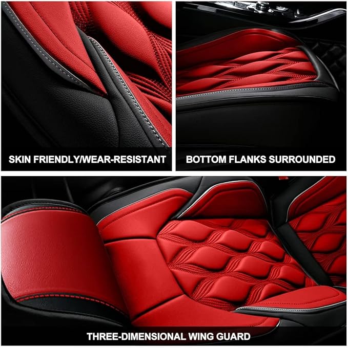 AOMSAZTO Car Seat Covers,2 Front Seats Custom Fit for Honda CR-V 2015-2025 2026,Leather Car Seat Cover Seat Cushion Protector,Airbag Compatible Waterproof Black&Red