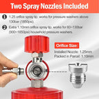 BEAR FORCE Pressure Washer Stainless Steel Foam Cannon Foam Generator with 1/4” Quick Connector & 1.25mm & 1.10mm Orifice Nozzle, 360° Adjustable Thicker Snow Foam with 32 oz Soap Car Wash