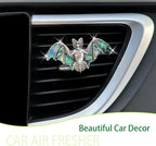 Bat Air Vent Clip Car Air Freshener Outlet Clips Natural Abalone Shell Seashell Color Vampire Bat Car Accessories Gothic Car Decor Refillable Car Diffuser Clips (Big Bat)