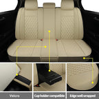 Car Seat Covers Full Set,Universal Fit for Most Cars,SUV,Sedans and Pick-up Trucks,Automotive Vehicle Faux Leather Cushion Covers for 5 Passenger Cars(Full Set,Beige)