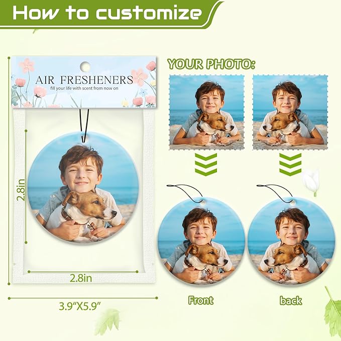 Custom Air Fresheners with Picture, Personalized Air Freshener for Cars, Customized Photo Gift with Scents for Family and Lovers