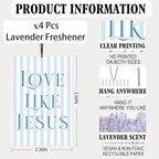 Coquette Blue Bow Christian Lavender Car Air Freshener 4 Pcs, Preppy Girly Bible Verse Air Freshener Hanging Decor for Cars Closet Drawer Books, Christian Accessories Gifts for Women Girls