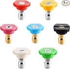 Tool Daily Pressure Washer Tips, Set of 7 Power Washer Nozzle Tips Multiple Degrees, 1/4 Inch Quick Connect, 3.0 GPM