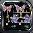 Bling Butterfly Daisy Air Vent Clips, 4 Pcs Butterfly Flower Car Air Fresheners, Cute Car Interior Decor