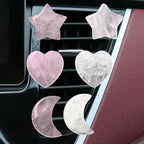 Set of 3 Crystal Stone Car Air Vent Clips, Moon Star Heart Quartz Charm Car Air Freshener Clip, Air Conditioning Outlet Clip, Cute Car Interior Decoration Accessories for Men Women (Pink, Unscented)