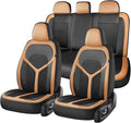 FLORICH Car Seat Covers Full Set, Universal Seat Cover 5 Seats, Automotive Seat Covers with Mesh Leather, Waterproof Car Seat Protector, Breathable Car Seat Cushion for Most Car SUV Truck, Orange