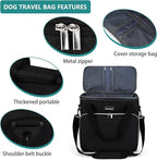 BAGLHER Dog Travel Bag, Pet Travel Bag (ALL Pet Travel Supplies), With 2 Pet Food Containers and 2 Collapsible Silicone Bowls; Essential Kits for Travel Black