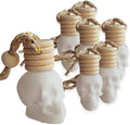 7PCS 15ML Skull Glass Bottle Set, Include Silica Gel Stopper, Wooden Cover, Dropper & Funnel for Car/Home/School Gift/Decoration/Office, White
