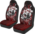 Halloween Skull Car Seat Covers 2 Pcs Car Seat Covers Front Seats Only Breathable Breathable Easy to Install Anti-Slip Back Fabric Universal Fit for Auto Truck Van SUV