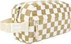 Small Insulated Snack Bag Lunch Bag for Kids Lunch Box for Women/Men, Collapsible [3L/5-Can] Reusable Lunch Bag Cooler Bag for Bottle with Handle Buckle for Work/School, Khaki Checkered