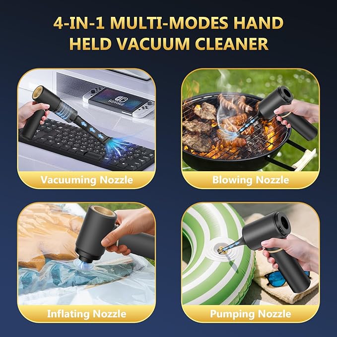 Car Vacuum Portable Cordless with 15000Pa Strong Suction, Handheld Vacuum Cleaner 4-in-1 Cordless Vacuum with 2 Suction Modes,Type-C & HEPA Filter- Lightweight(1.25lbs) for Car, Home, Pet Hair