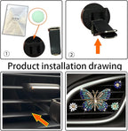Bling Butterfly Car Clip Decor Interior，Cute Car Vent Clips Dashboard Decorations, Car Accessories Air Aromatherapy Vent Clip,Car Air Freshener Vent Clips, Rhinestone Car Accessories for Girls Womens Car Interior Decoration Cute Set (Blue Butterfly + 3...