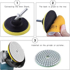 OCR Diamond Polishing Pads 3 inch Wet/Dry Polishing Kit 10pcs 50#-3000# Grit Pads Plus a Backer Pad for Granite Concrete Marble Polishing