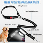 Headrest Dog Car Safety Seat Belt-Easy to Use, Dog Seat Belt with Military-Grade, Seatbelt Adjustable - Car Leash with Elastic Bungee & Reflective Safety Tether(Black)