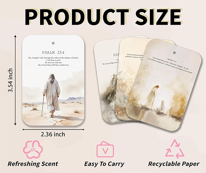 Christian Car Fresheners, 4pcs Jesus Car Accessories Interior, Mirror Decor For Women Man, Air Freshener Hanging For Bathroom Dorm Books Bedroom Drawer, Jesus Christian Accessories Gifts -08