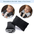 COOLBEBE Car Seat Straps Shoulder Pads for Baby Kids, Super Soft Seat Belt Covers for All Car Seats/Pushchair/Stroller/High Chair (Black/Grey)