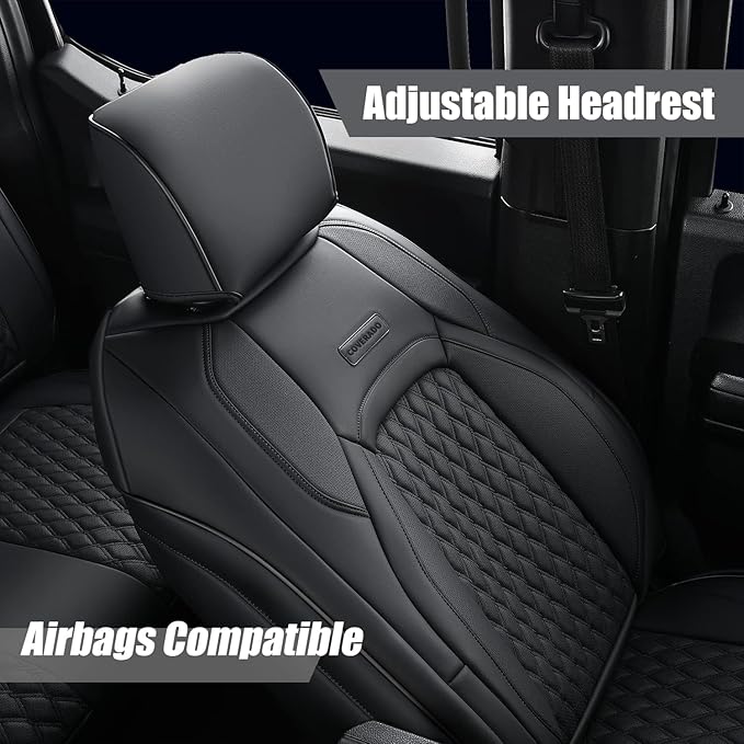 Coverado Seat Covers Full set for Jeep Wrangler, Waterproof Car Seat Covers for Truck Automotive Seat Covers Custom Fit for 2008-2012 Jeep Wrangler JK 2-Door, Full Coverage Wrangler Seat Covers(Black)