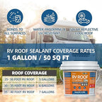 1 Gallon RV Roof Sealant, RV Roof Coating White, Professional Grade Liquid Rubber, Solar Reflective Waterproof Sealant for Leak Repair on Camper, Trailer & Motorhome Roofs (Fits EPDM, TPO, Fiberglass)
