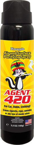 Agent 420 Odor Eliminator Aerosol Spray, Pineapple, 3.5 oz — Tea Tree Oil Breaks Down Smoke at the Molecular Level