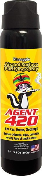 Agent 420 Odor Eliminator Aerosol Spray, Pineapple, 3.5 oz — Tea Tree Oil Breaks Down Smoke at the Molecular Level