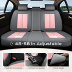 Coverado Seat Covers, Car Seat Covers Full Set, Leather Seat Covers for Cars, Car Seat Protector, Gray Car Seat Covers Front Seats and Back Seats Universal Fit for Most Cars Pink