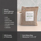 Moso Natural Air Purifying Bag 200g (5 Pack) A Scent Free Odor Eliminator for Cars, Closets, Bathrooms, Pet Areas. Premium Moso Bamboo Charcoal Odor Absorber (Natural Beige)