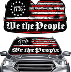 GENANY We The People Windshield Sun Shade for Car SUV Truck (55x30 Inches), Memorial Day Sun Shade Windshield for Windows, Protector Blocks UV, Car Decor