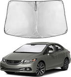 EcoNour Windshield Sunshade Compatible for Honda Civic 2012–2013 2014 2015, Sun Visor for Front Windshield & Window Sunshade Cover, UV Heat Blocker & Protector, Car Accessories