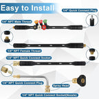 Upgraded Pressure Washer Extension Wand,Up to 115in,4000 PSI Gutter Cleaner Attachment with 6 Tips,1/4"Quick Connect, Leak-Resistant Ring