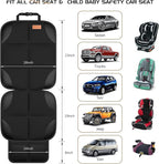 SMART ELF Car Seat Protector [1 Pack] Large Auto Protector for Child Seats with Thickest Padding and Non-Slip Backing Mesh Pockets for SUV, Sedan, Truck, Leather and Fabric - Black