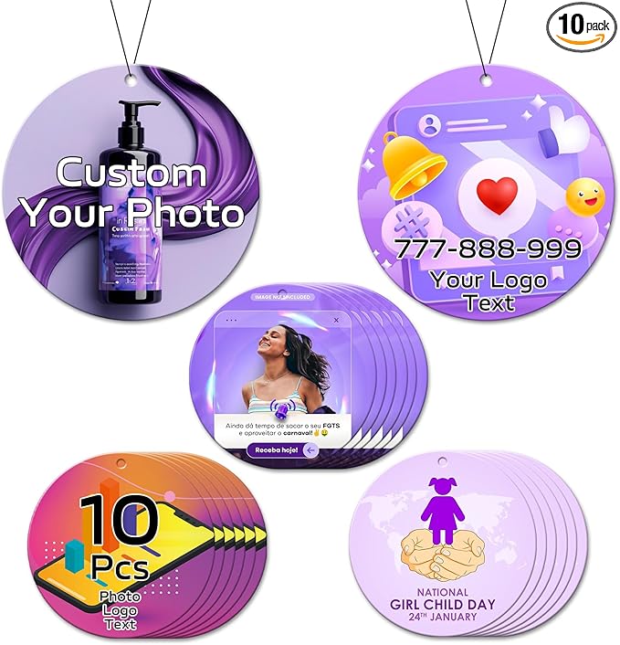 HINFKA 10-1000 Pcs Custom Air Fresheners with Picture – Personalized Double-Sided Photo or Logo Bulk Air Freshener, Customized Gifts for Corporate and Business Branding
