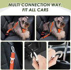 Lukovee Dog Seat Belt for Car, Adjustable Dog Car Harness for Large Medium Small Dogs, Soft Padded & Breathable Mesh Dog Seatbelt with Car Strap and Carabiner (Orange,XXS)