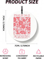 Pink Christian Round Car Air Freshener 4 Pcs, Girly Pink Bow Floral Religious Hanging Air Freshener for Cars Closet Drawer Books, Cute Preppy Christian Car Accessories Mirror Decor for Women