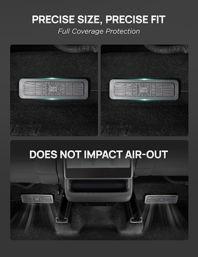 TPARTS Under Seat Vent Cover for New Tesla Model Y Juniper 2025+ Rear Seat Air Condition Outlet Protector Upgraded Snap-on Design Car Air Vent Interior Accessories 2PCS (Premium/Performance)