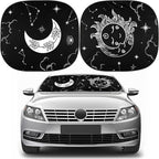 2 PCS Star Moon Windshield Sun Shade for Car Foldable Window Covers for Car Accessories Reflect UV Sun Heat Protector for Universal Cars SUV Truck(Classic Style)