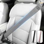 Wigoo 2026 Upgraded Extended Version Suede Car Seat Belt Cover, [Reduces Neck Friction & Enhances Comfort], Soft Shoulder Suede Pad Protector, Auto Interior Accessories,(2 Packs, 18.9Inch), Gray
