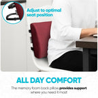 FORTEM Lumbar Support Pillow for Office Chair, Lumbar Support Pillow for Car, Back Rest for Gaming, Memory Foam Pillow, Desk Chair Cushion, Breathable & Washable Cover, Adjustable Straps