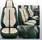 otoez Green Car Seat Covers Full Set, Universal Nappa Leather Seat Cover 5 Seat Waterproof & Breathable Automotive Seat Protector Full Coverage for Cars Sedens, Trucks, SUVs, Vans (White & Green)
