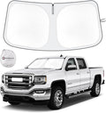 Car Sun Shade for 2019-2024 2025 2026 Chevy Silverado 1500 Windshield Sun Shade, Sun Visor Windshield Screen Cover for GMC Sierra Front Window Sunshade Foldable Auto Interior Accessories
