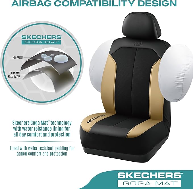 Skechers Car Seat Covers,GOGA Mat Oxford Cloth Seat Covers,Waterproof Car Seat Covers Full Sets,Automotive Universal Fit Seat Cover for Most Cars, Suvs, Trucks,Beige