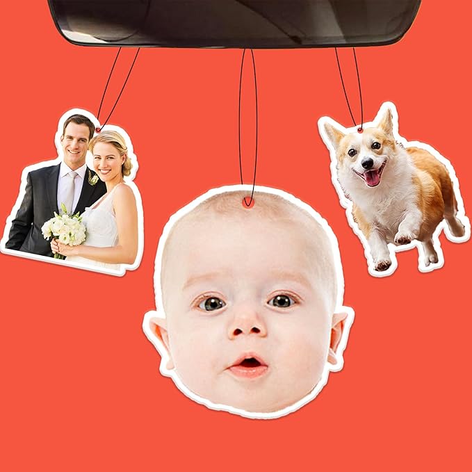 Custom Air Fresheners with Picture, Customized Photo Air freshener for Car Personalized Double Sided Hanging Air Freshener Car for Bedroom Bathroom Gifts for Him (1pcs-Crop)