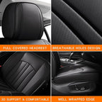 Car Seat Cover Full Set, Leather Car Seat Cover, Waterproof Seat Covers, Car Seat Cushion, Nappa Leather Seat Covers Car Seat Protector Universal Fit Most Cars Black