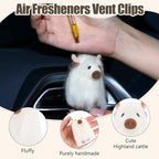 BBTO 2 Pcs Felt Highland Cow Gift Car Air Freshener Clips, Funny Handmade Air Fresheners, Cute Highland Cow Car Accessories, Ornament Vent Decor for Women Men, Christmas Party Gift (White,Brown)