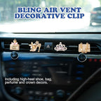 4PCS Bling Air Freshener Vent Clip, Crystal Diamond High Heel Shoe Bag Crown Perfume Bottle Diffuser Vent Clip Cute Car Bling Accessories Decoration for Women (Gold)