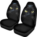 BIGCARJOB Durable Washable Black Cat Car Seat Covers 2pc Front Seat Only Ultra-Soft Universal Auto Drive Seat Protector Cover
